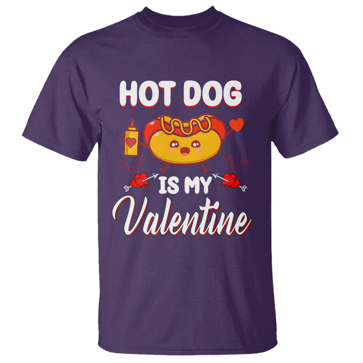 Valentine's Day T Shirt Cute Hot-Dog Is My Valentine Food Lover - Wonder Print Shop