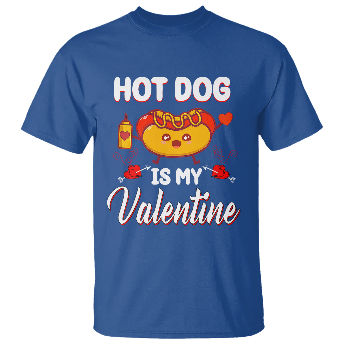 Valentine's Day T Shirt Cute Hot-Dog Is My Valentine Food Lover - Wonder Print Shop
