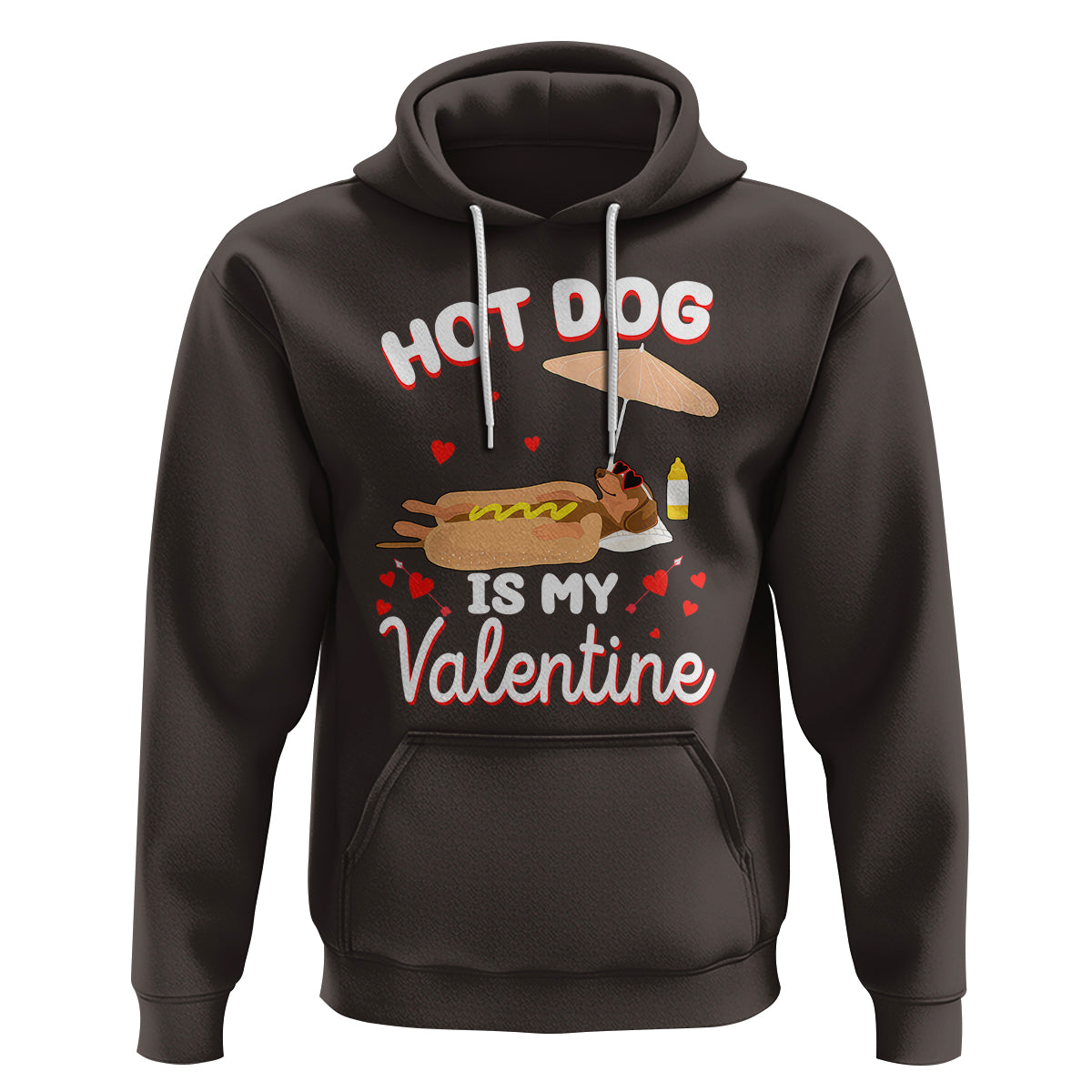 Valentine's Day Hoodie Funny Dachshund Hot-Dog Is My Valentine - Wonder Print Shop
