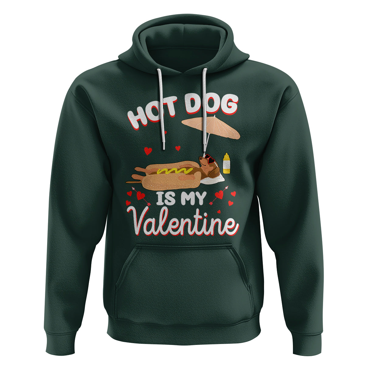 Valentine's Day Hoodie Funny Dachshund Hot-Dog Is My Valentine - Wonder Print Shop