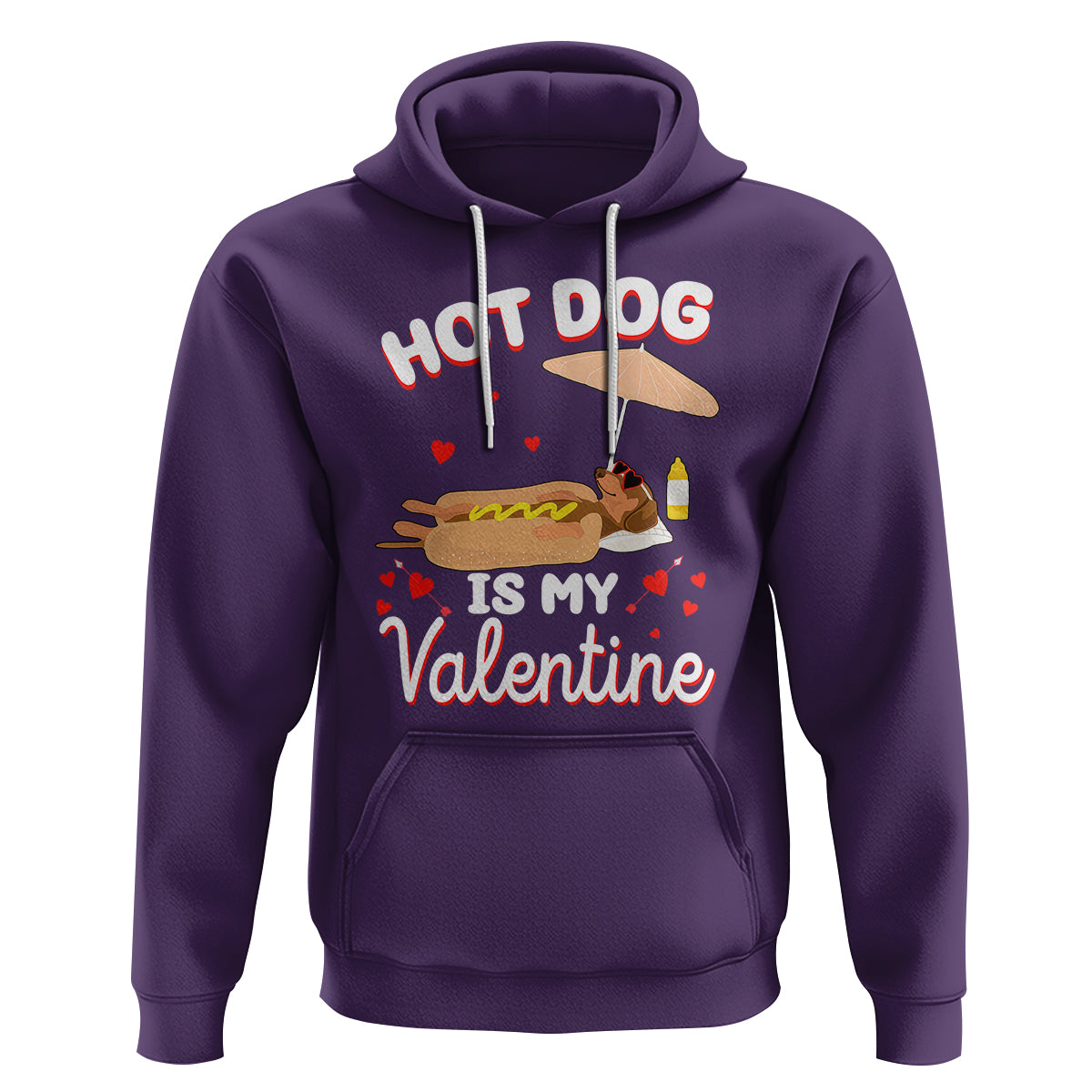 Valentine's Day Hoodie Funny Dachshund Hot-Dog Is My Valentine - Wonder Print Shop