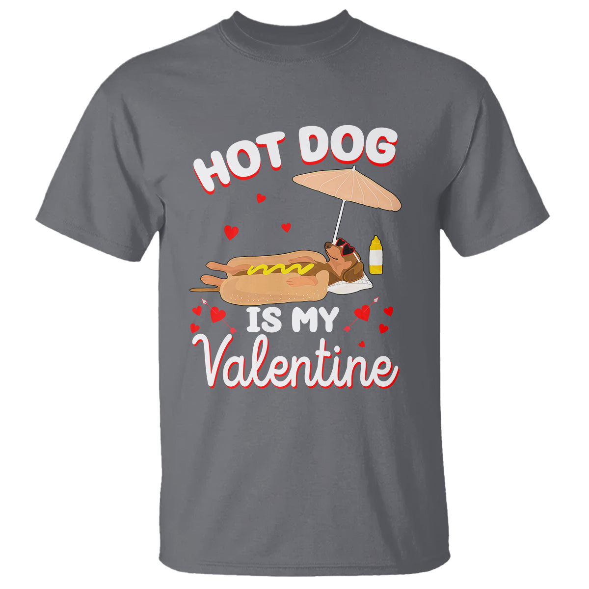 Valentine's Day T Shirt Funny Dachshund Hot-Dog Is My Valentine - Wonder Print Shop