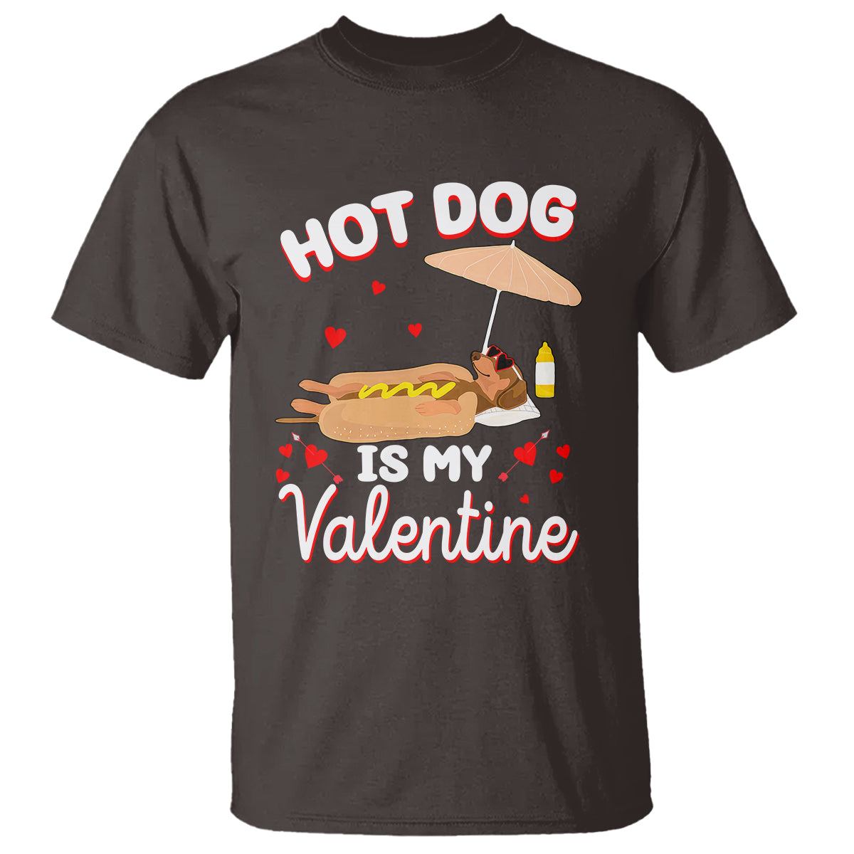 Valentine's Day T Shirt Funny Dachshund Hot-Dog Is My Valentine - Wonder Print Shop