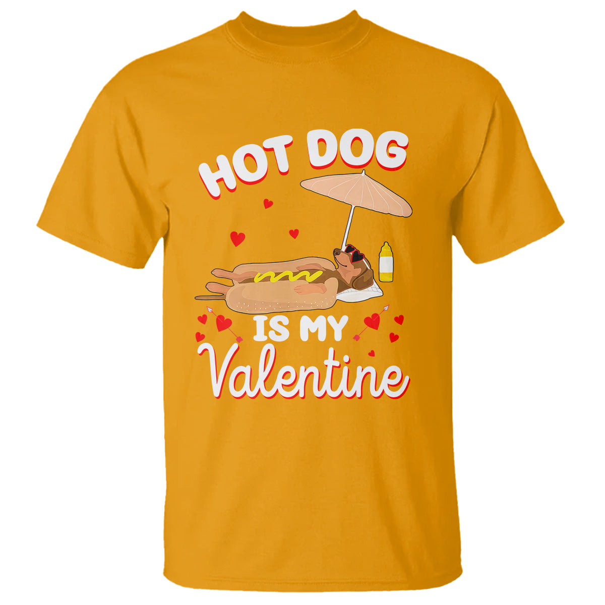 Valentine's Day T Shirt Funny Dachshund Hot-Dog Is My Valentine - Wonder Print Shop