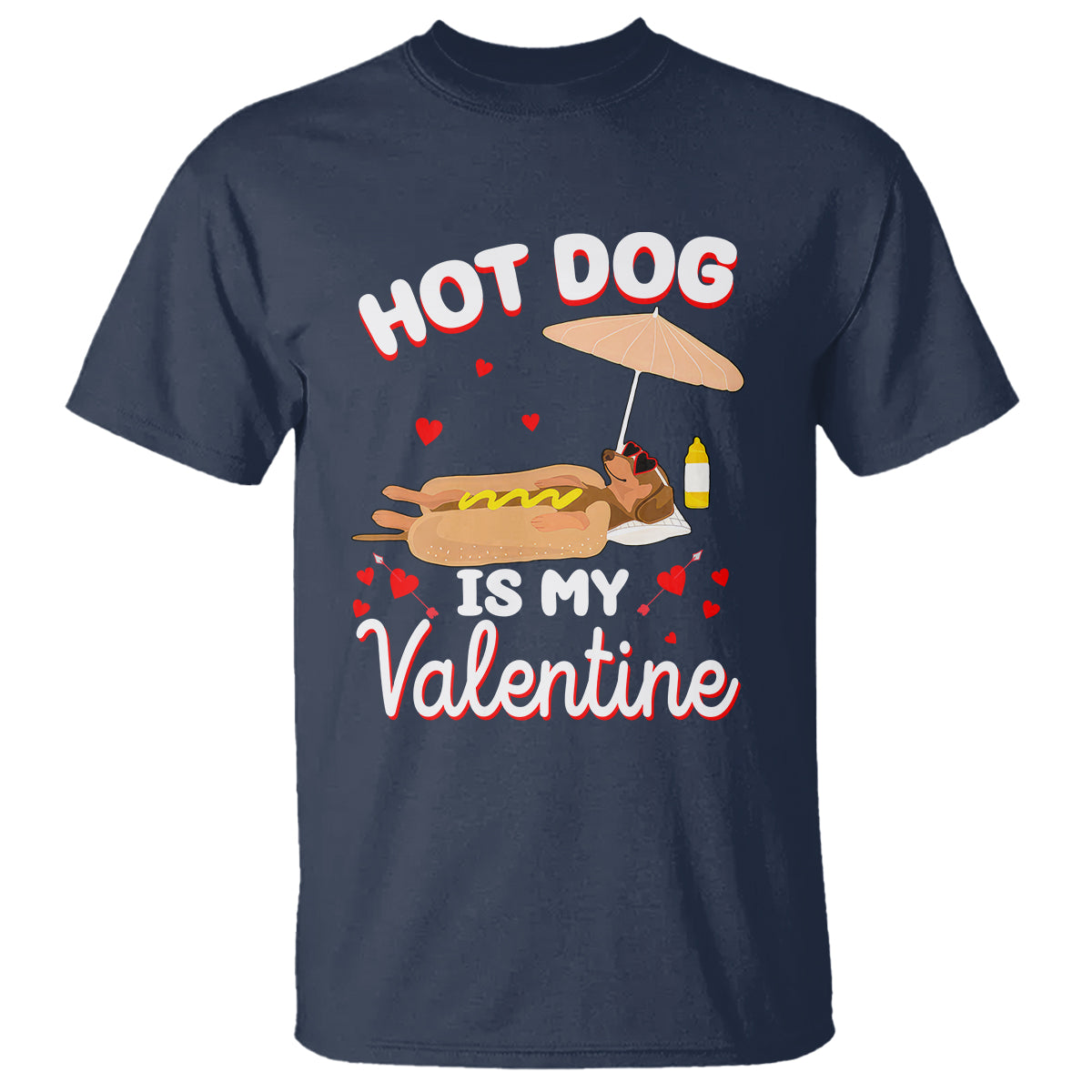 Valentine's Day T Shirt Funny Dachshund Hot-Dog Is My Valentine - Wonder Print Shop