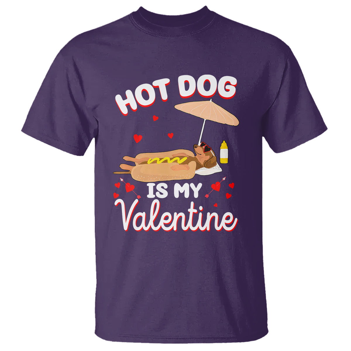 Valentine's Day T Shirt Funny Dachshund Hot-Dog Is My Valentine - Wonder Print Shop