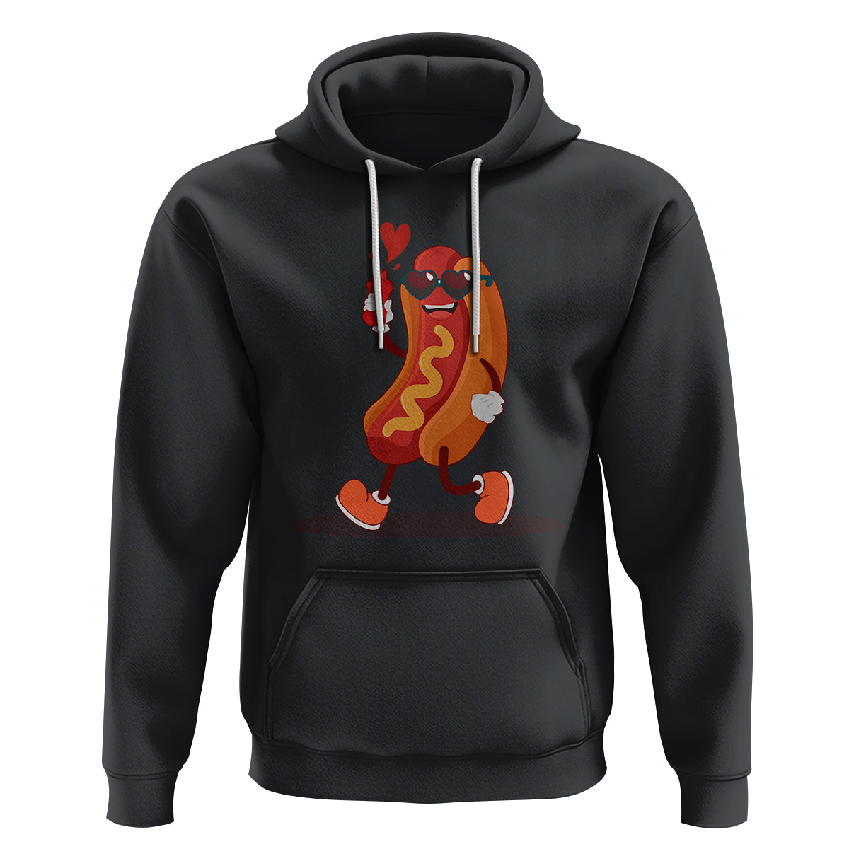 Valentine's Day Hoodie Heart Hot Dog Cute Sausage Bun Food Lover - Wonder Print Shop