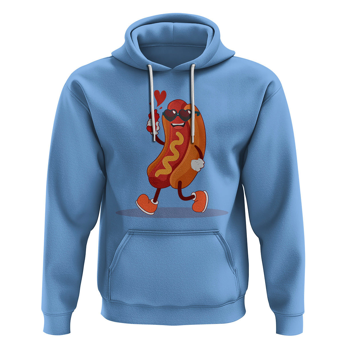 Valentine's Day Hoodie Heart Hot Dog Cute Sausage Bun Food Lover - Wonder Print Shop