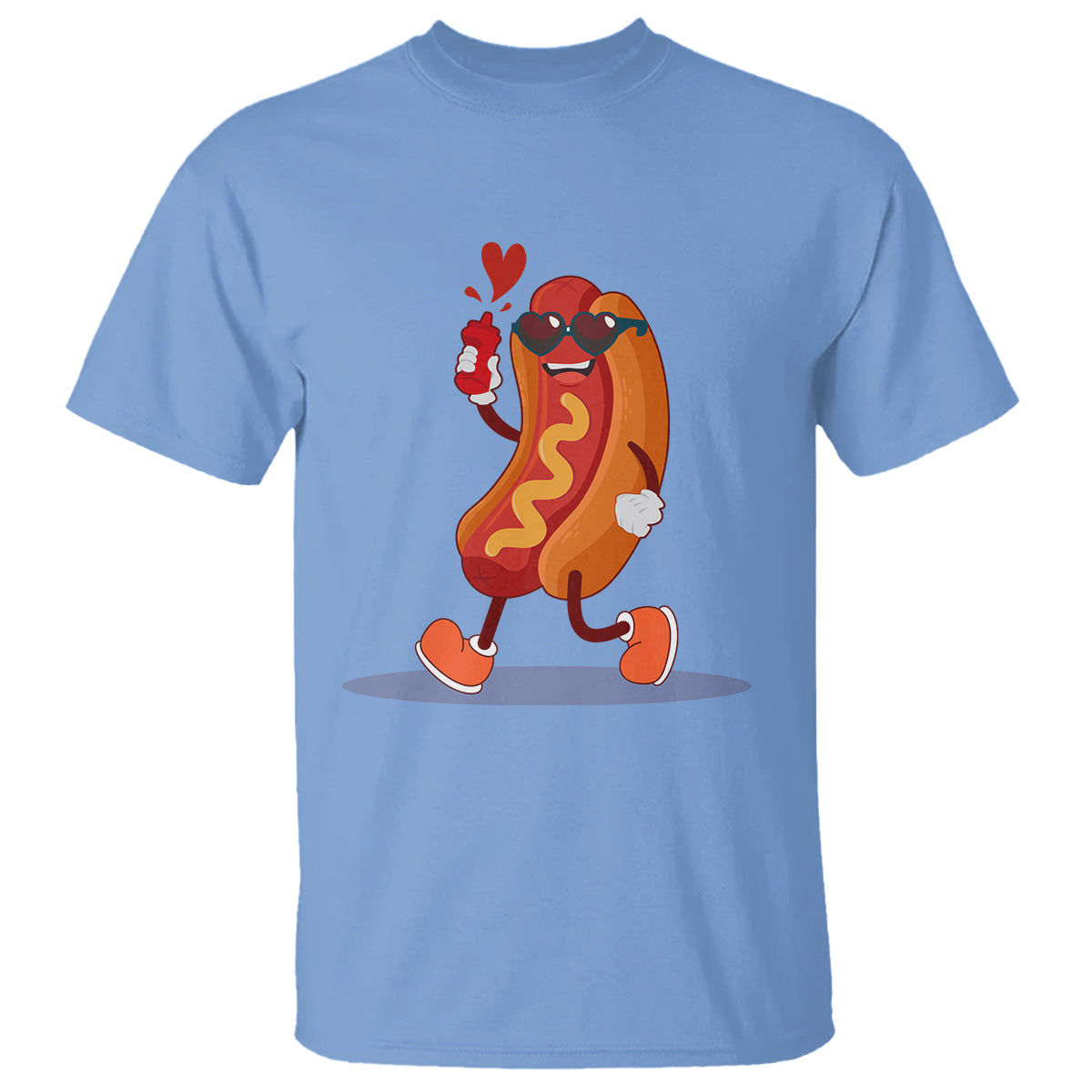 Valentine's Day T Shirt Heart Hot Dog Cute Sausage Bun Food Lover - Wonder Print Shop