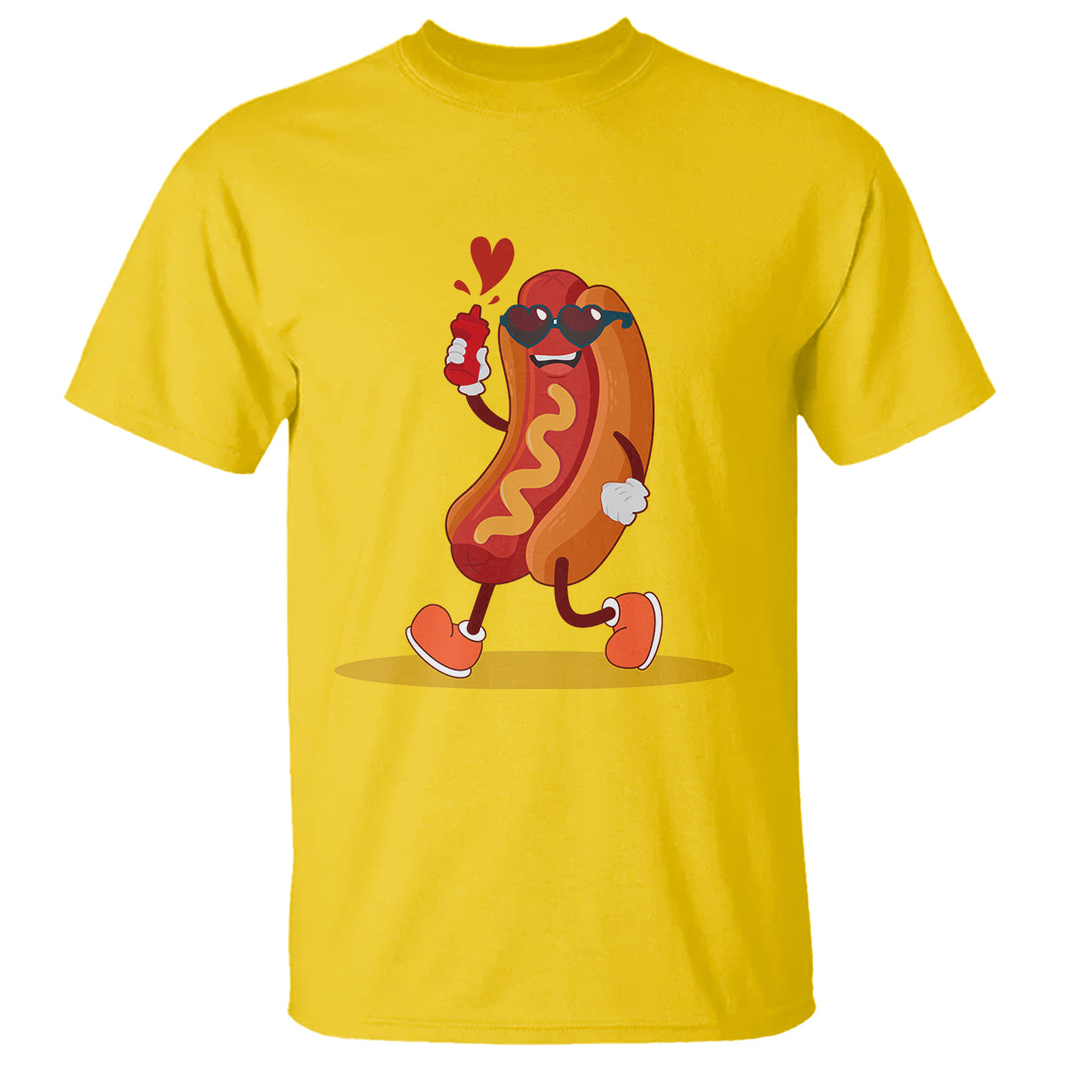 Valentine's Day T Shirt Heart Hot Dog Cute Sausage Bun Food Lover - Wonder Print Shop