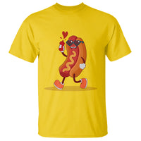 Valentine's Day T Shirt Heart Hot Dog Cute Sausage Bun Food Lover - Wonder Print Shop