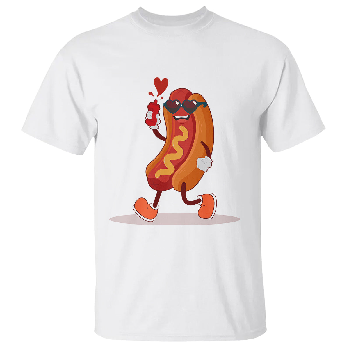 Valentine's Day T Shirt Heart Hot Dog Cute Sausage Bun Food Lover - Wonder Print Shop