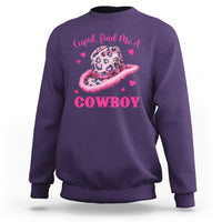 Valentine's Day Sweatshirt Cupid Find Me A Cowboy Western Heart Leopard Hat - Wonder Print Shop