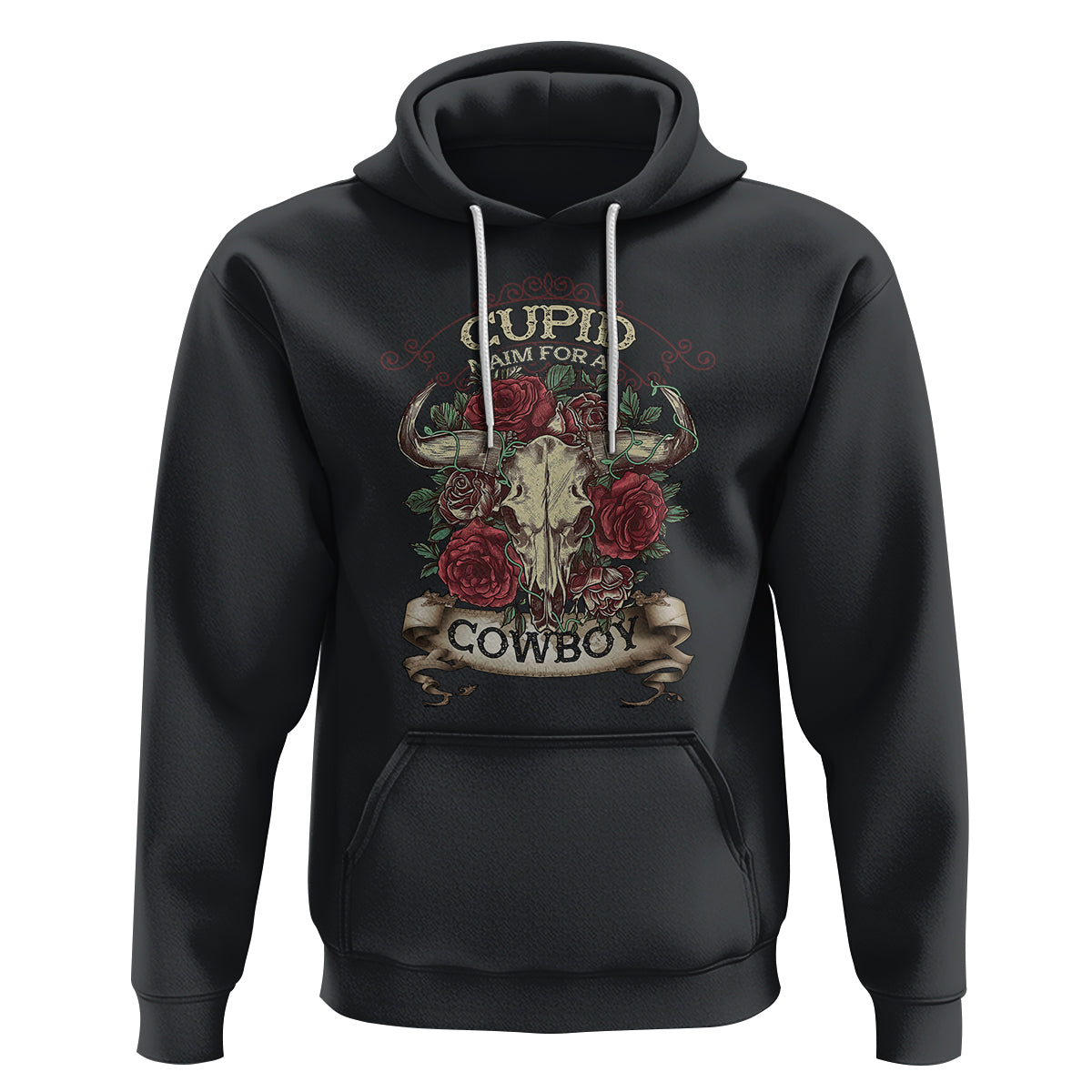 Valentine's Day Hoodie Cupid Aim For  A Cowboy Western - Wonder Print Shop