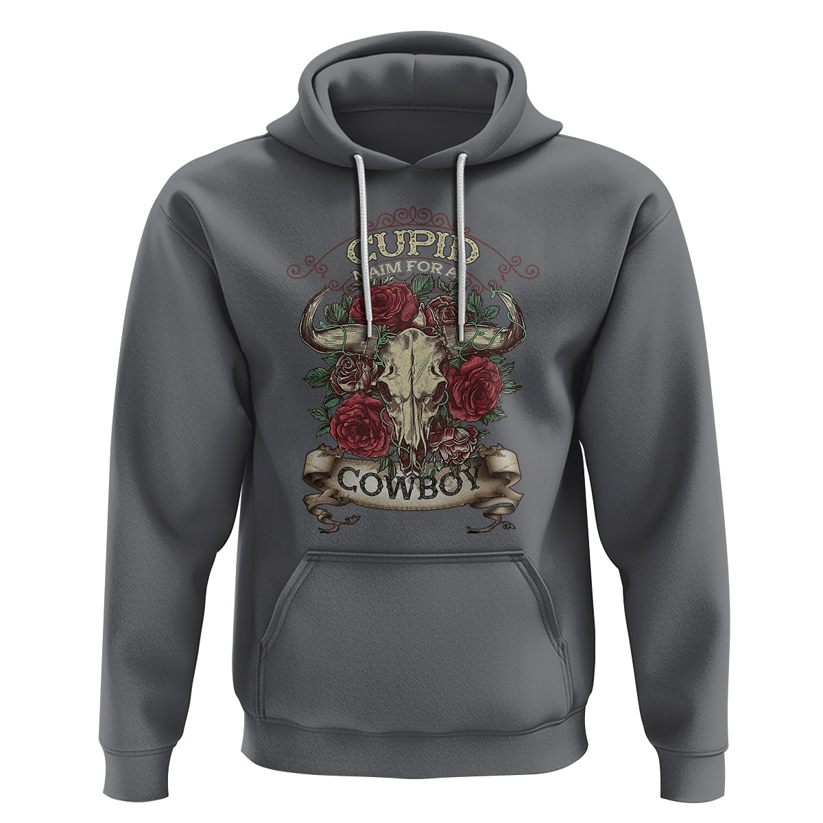 Valentine's Day Hoodie Cupid Aim For  A Cowboy Western - Wonder Print Shop