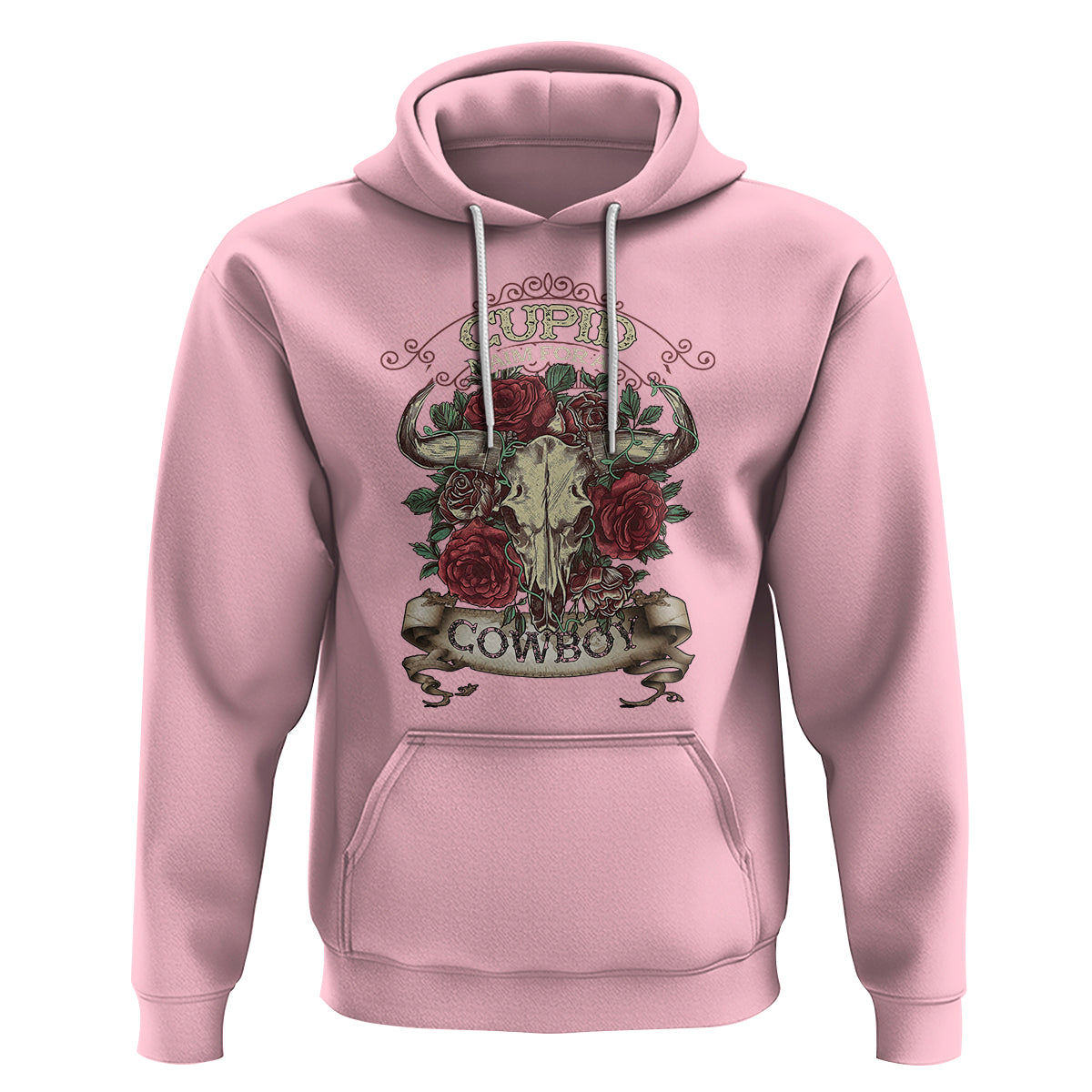 Valentine's Day Hoodie Cupid Aim For  A Cowboy Western - Wonder Print Shop