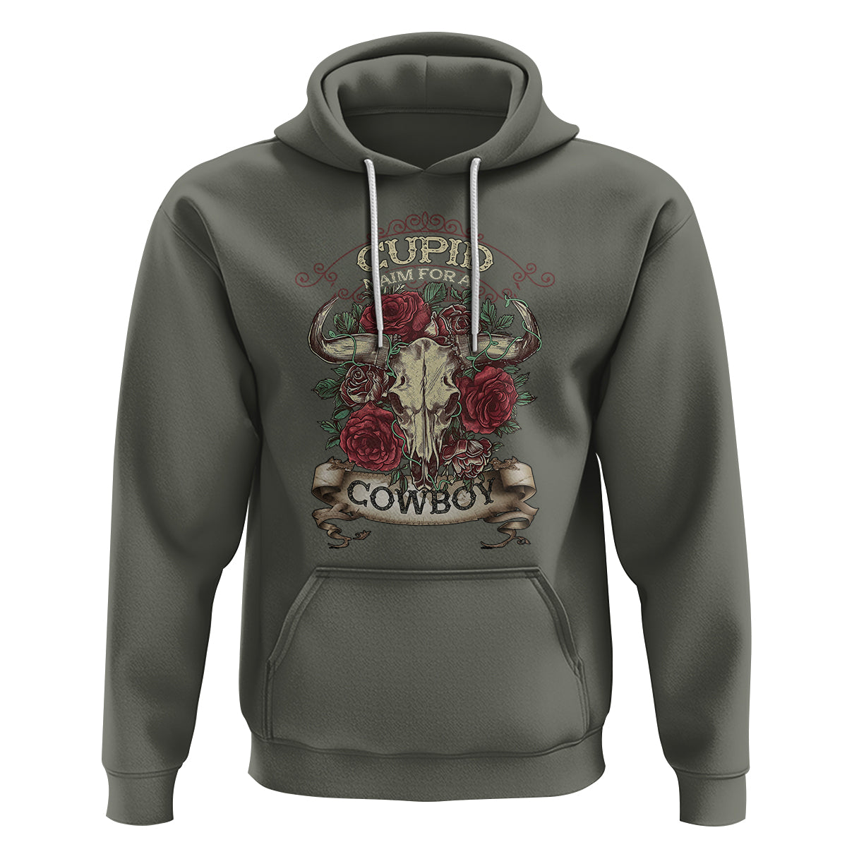 Valentine's Day Hoodie Cupid Aim For  A Cowboy Western - Wonder Print Shop