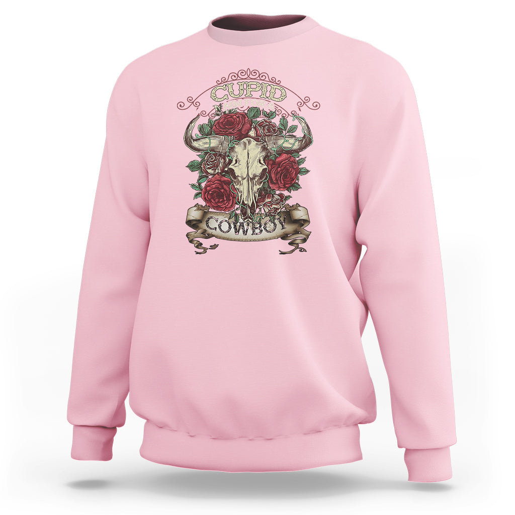 Valentine's Day Sweatshirt Cupid Aim For  A Cowboy Western - Wonder Print Shop
