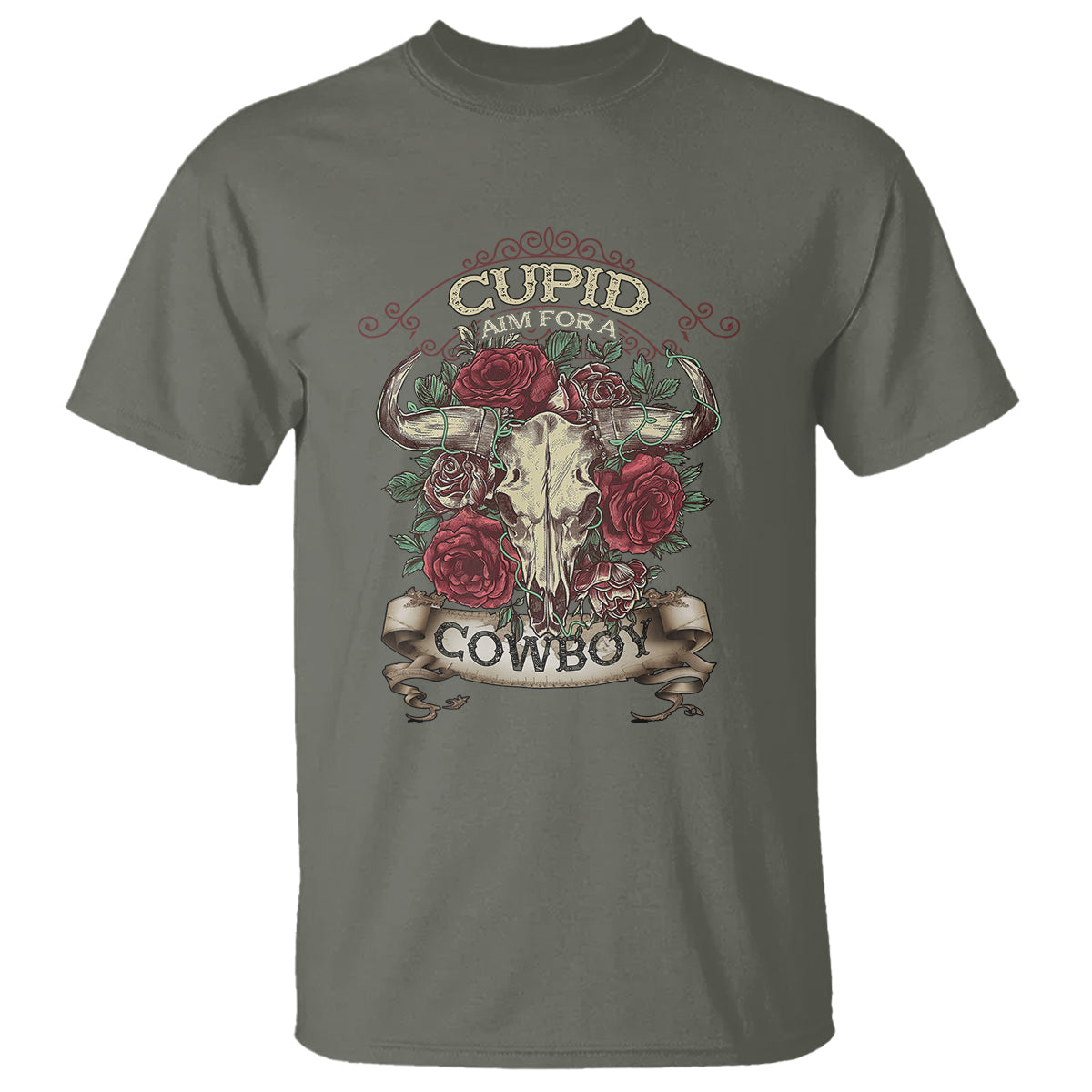 Valentine's Day T Shirt Cupid Aim For  A Cowboy Western - Wonder Print Shop