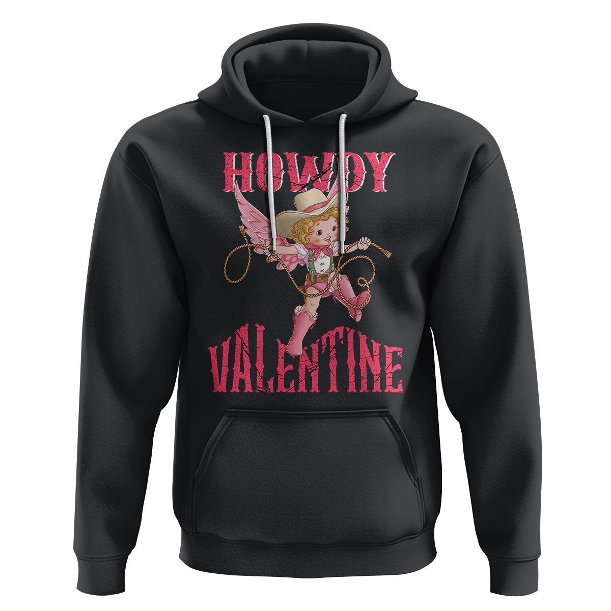 Howdy Valentine's Day Hoodie Cupid Retro Western Cowgirl Cowboy - Wonder Print Shop