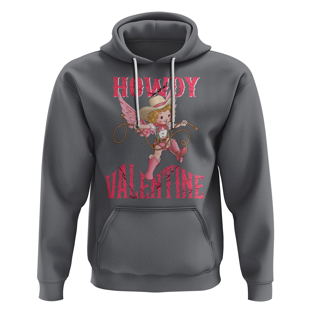 Howdy Valentine's Day Hoodie Cupid Retro Western Cowgirl Cowboy - Wonder Print Shop