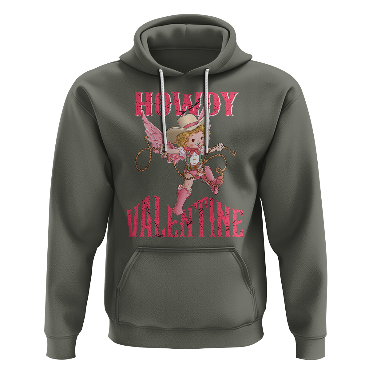 Howdy Valentine's Day Hoodie Cupid Retro Western Cowgirl Cowboy - Wonder Print Shop