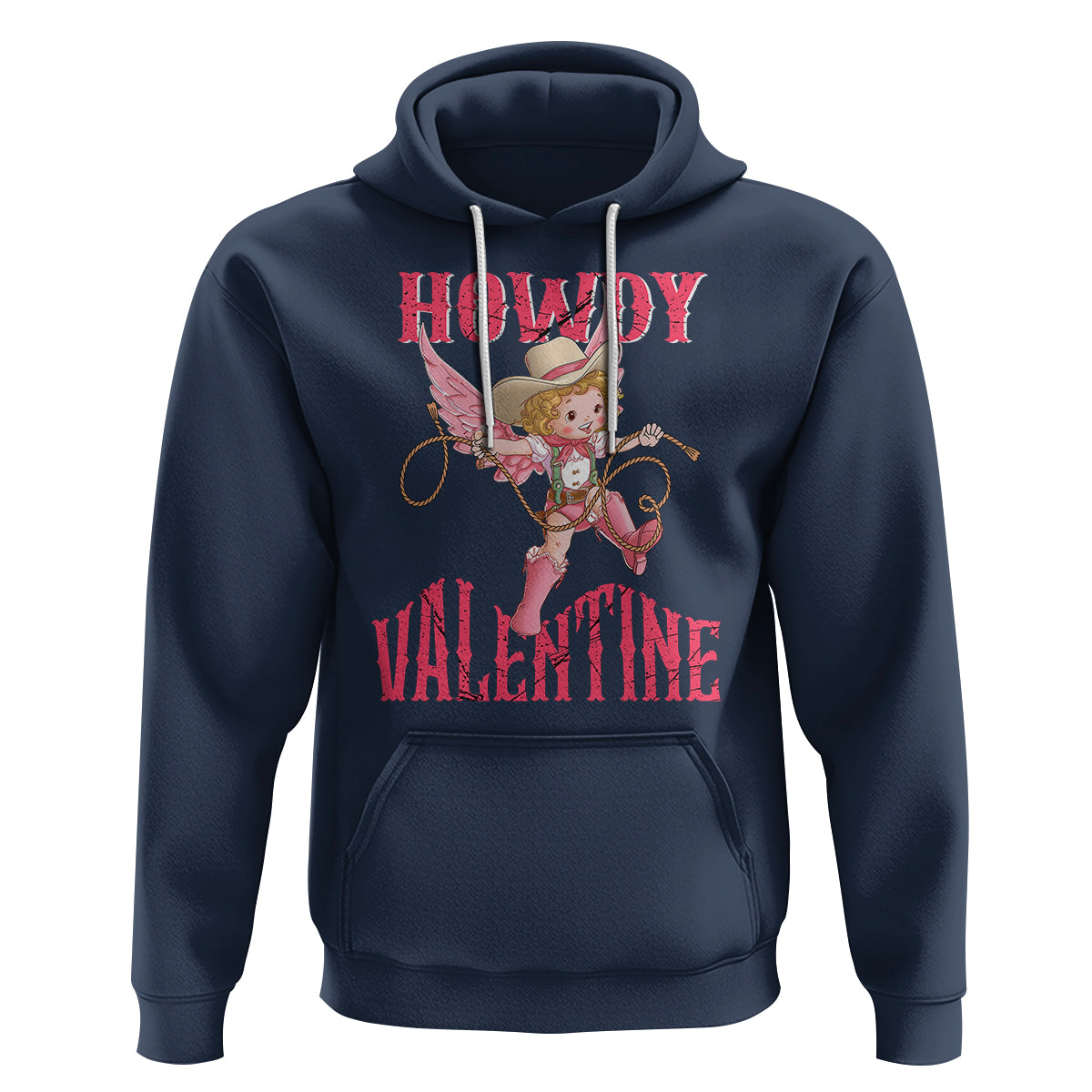 Howdy Valentine's Day Hoodie Cupid Retro Western Cowgirl Cowboy - Wonder Print Shop