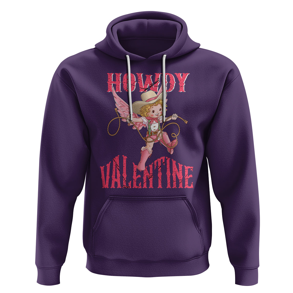 Howdy Valentine's Day Hoodie Cupid Retro Western Cowgirl Cowboy - Wonder Print Shop