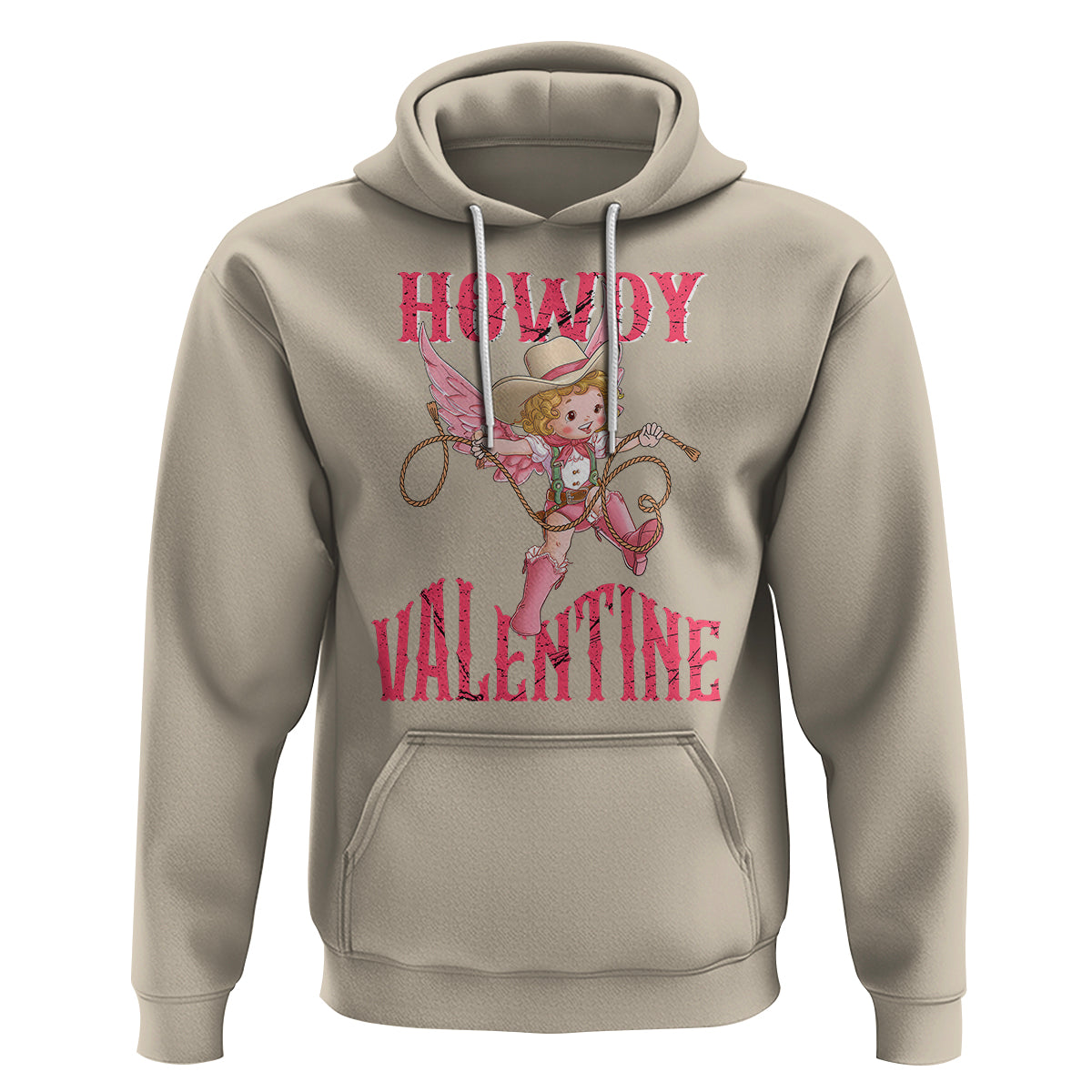 Howdy Valentine's Day Hoodie Cupid Retro Western Cowgirl Cowboy - Wonder Print Shop