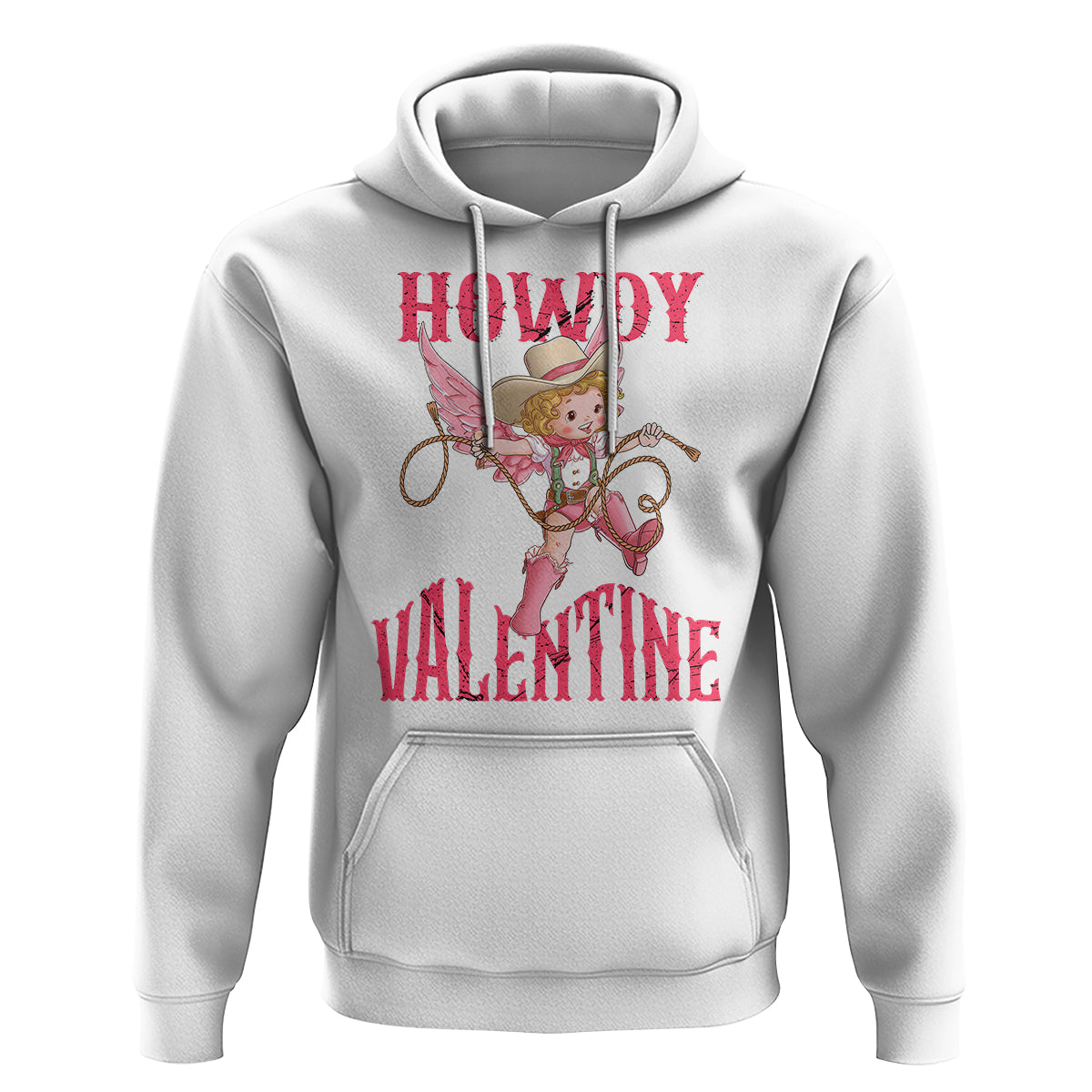 Howdy Valentine's Day Hoodie Cupid Retro Western Cowgirl Cowboy - Wonder Print Shop