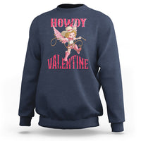 Howdy Valentine's Day Sweatshirt Cupid Retro Western Cowgirl Cowboy - Wonder Print Shop