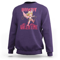 Howdy Valentine's Day Sweatshirt Cupid Retro Western Cowgirl Cowboy - Wonder Print Shop