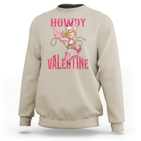 Howdy Valentine's Day Sweatshirt Cupid Retro Western Cowgirl Cowboy - Wonder Print Shop