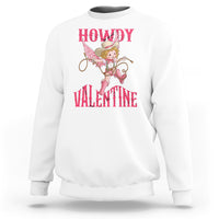 Howdy Valentine's Day Sweatshirt Cupid Retro Western Cowgirl Cowboy - Wonder Print Shop