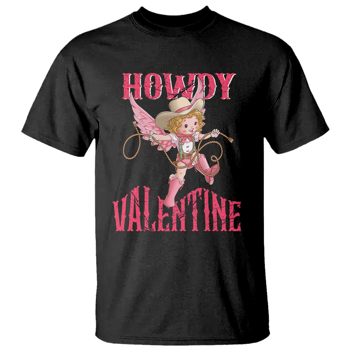 Howdy Valentine's Day T Shirt Cupid Retro Western Cowgirl Cowboy - Wonder Print Shop