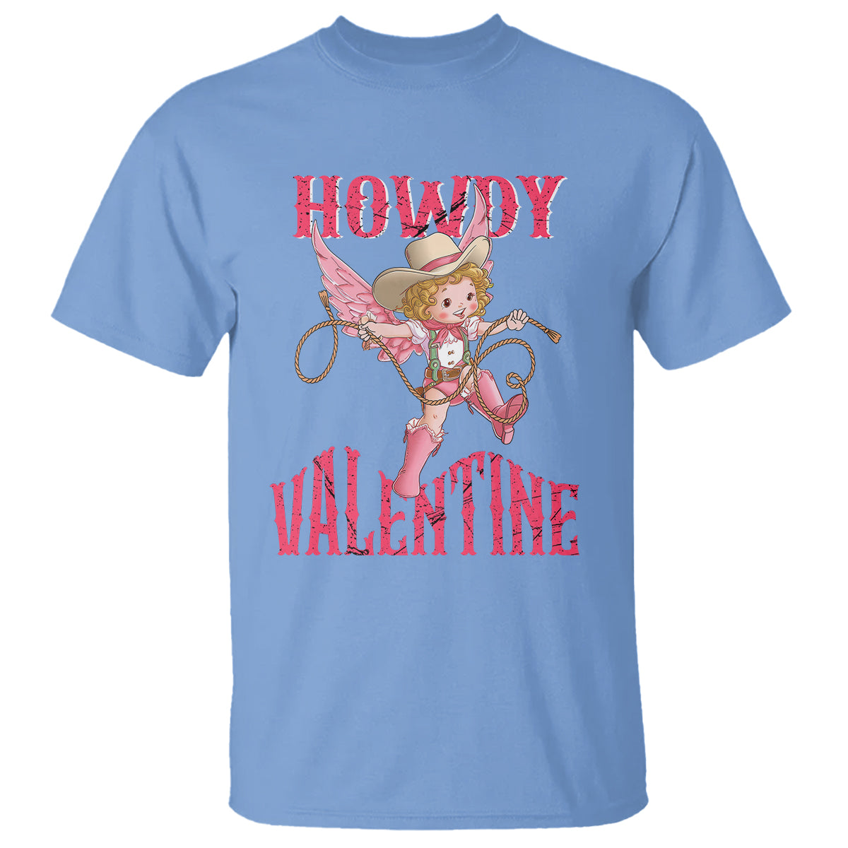 Howdy Valentine's Day T Shirt Cupid Retro Western Cowgirl Cowboy - Wonder Print Shop