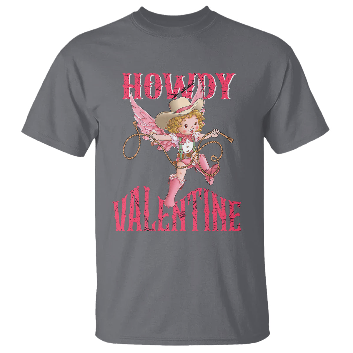 Howdy Valentine's Day T Shirt Cupid Retro Western Cowgirl Cowboy - Wonder Print Shop