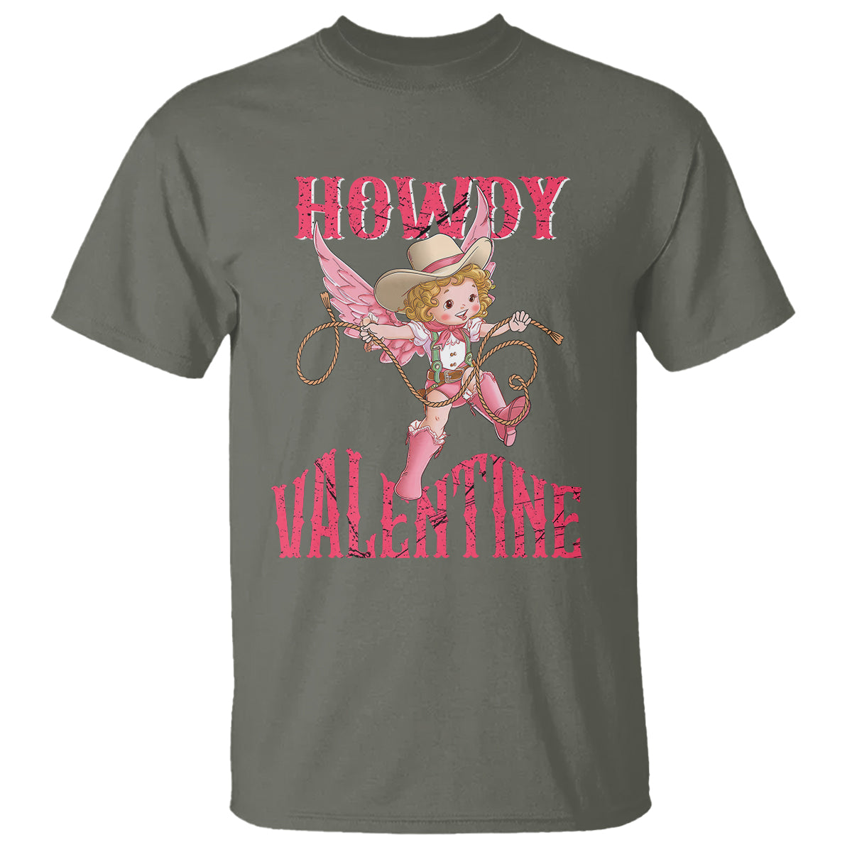 Howdy Valentine's Day T Shirt Cupid Retro Western Cowgirl Cowboy - Wonder Print Shop