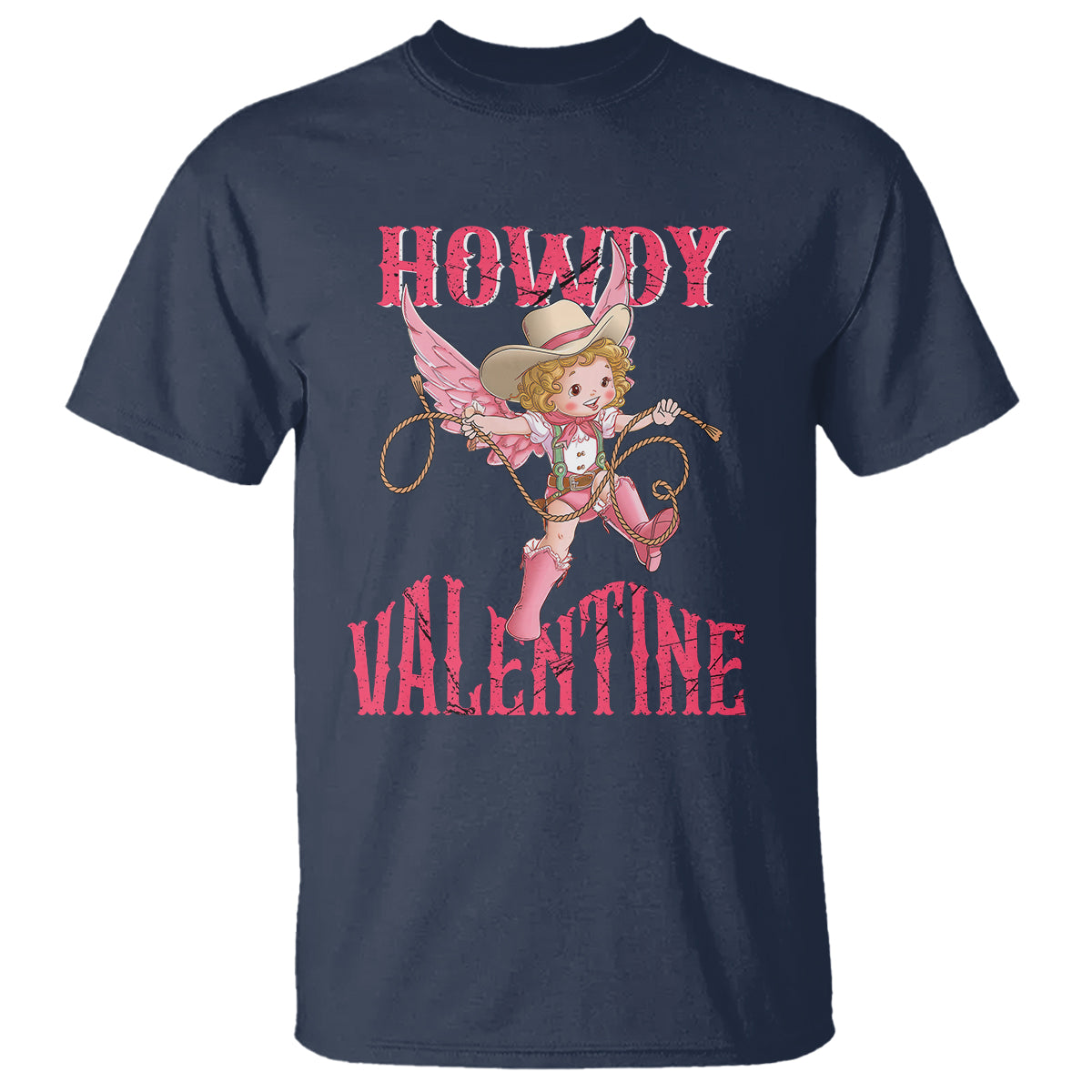 Howdy Valentine's Day T Shirt Cupid Retro Western Cowgirl Cowboy - Wonder Print Shop