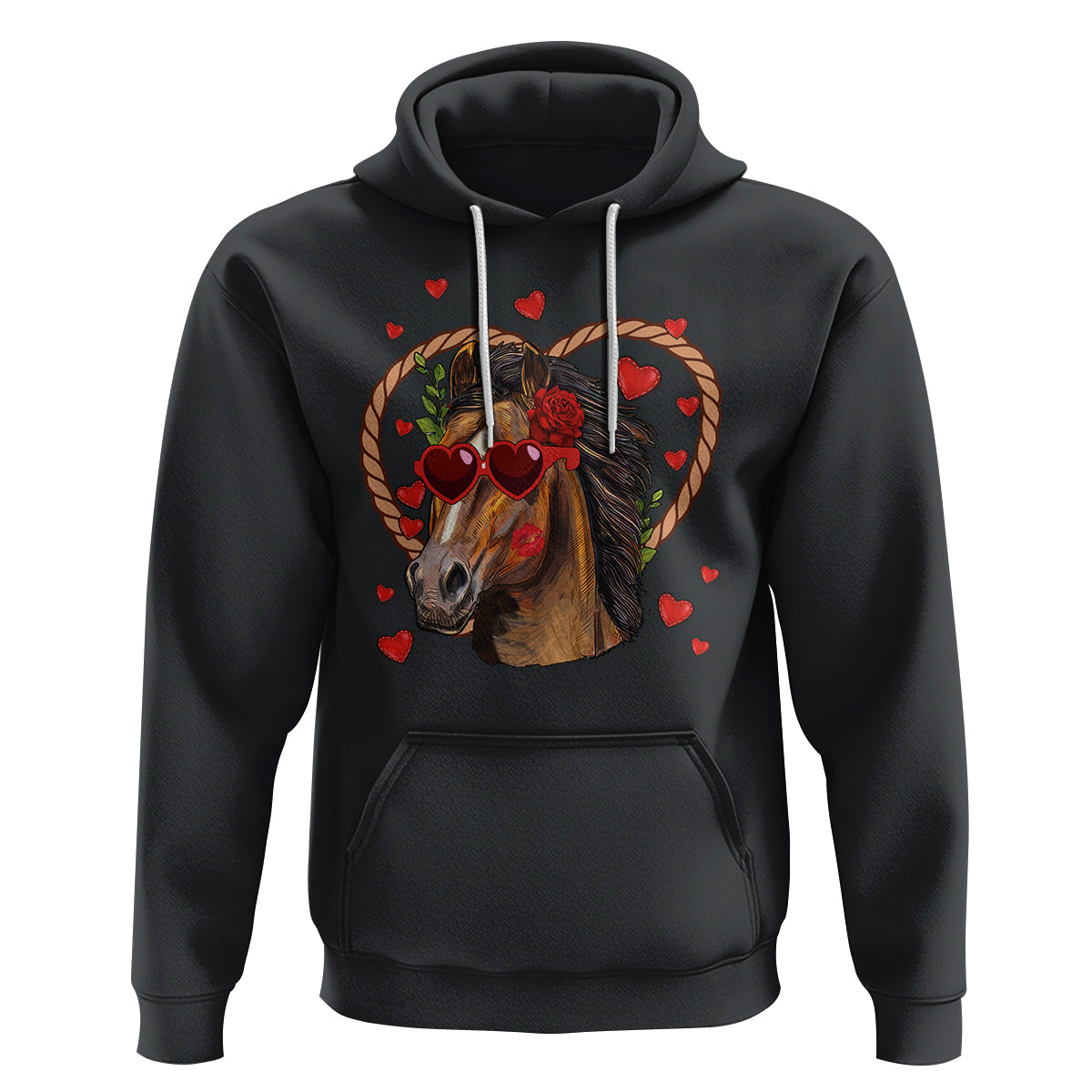 Valentine's Day Hoodie Funny Cute Horse Cowboy Western - Wonder Print Shop