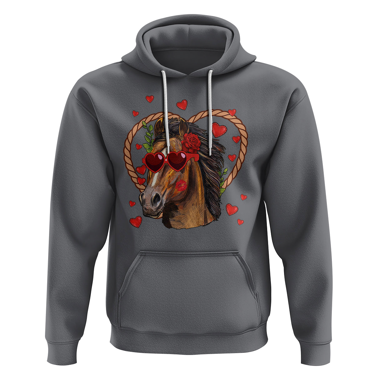 Valentine's Day Hoodie Funny Cute Horse Cowboy Western - Wonder Print Shop