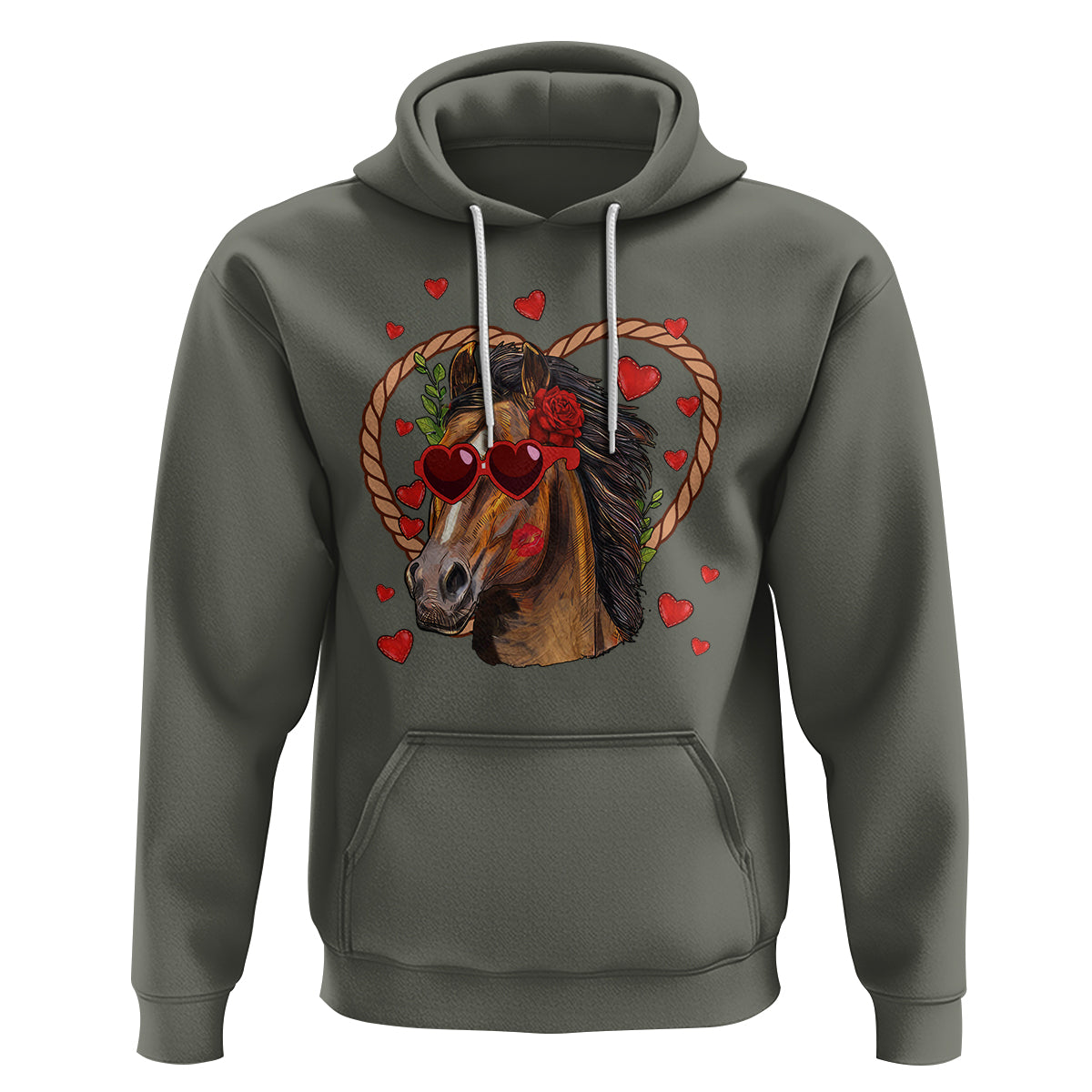 Valentine's Day Hoodie Funny Cute Horse Cowboy Western - Wonder Print Shop