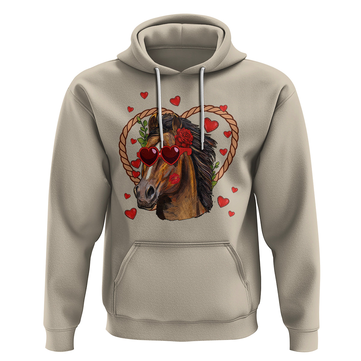 Valentine's Day Hoodie Funny Cute Horse Cowboy Western - Wonder Print Shop