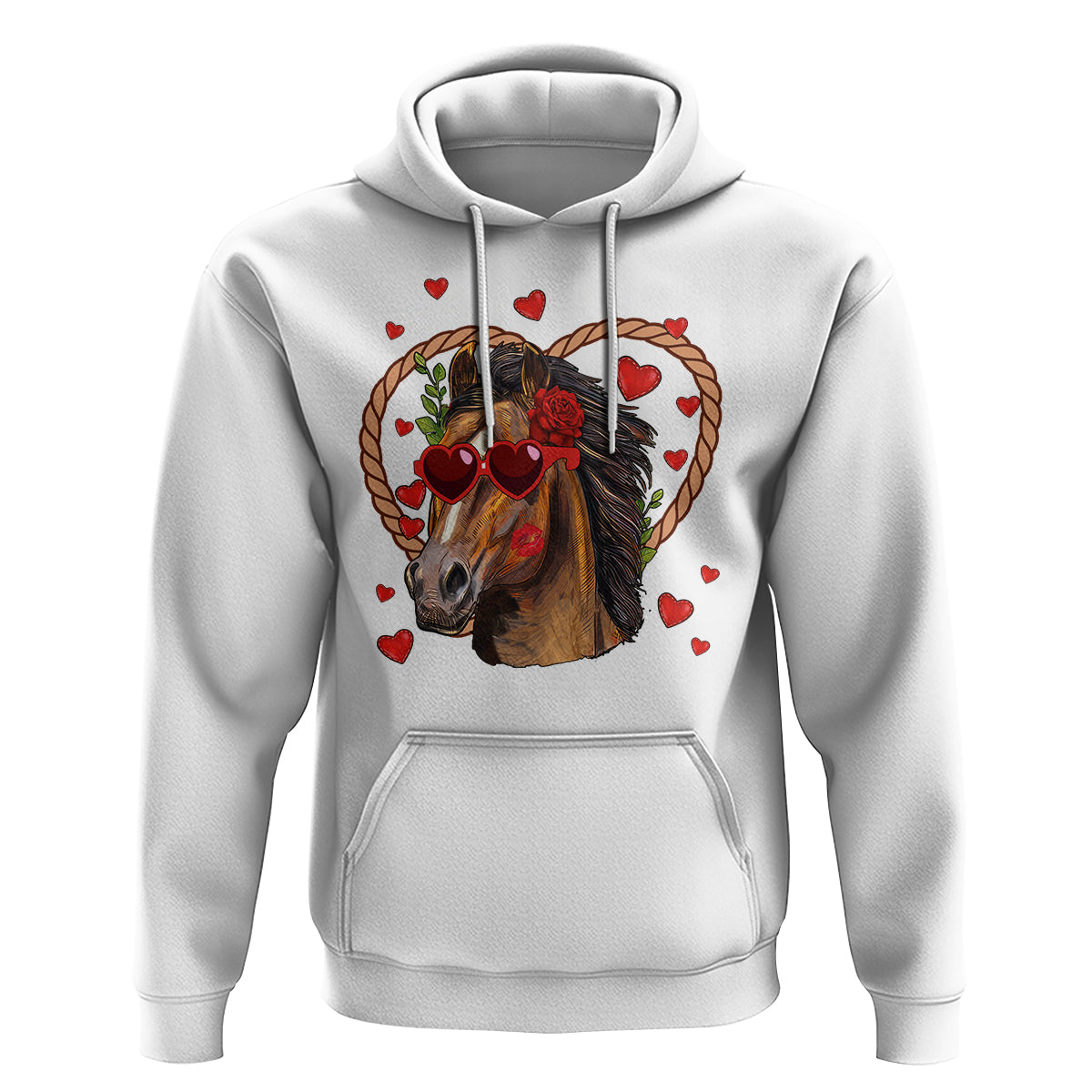 Valentine's Day Hoodie Funny Cute Horse Cowboy Western - Wonder Print Shop