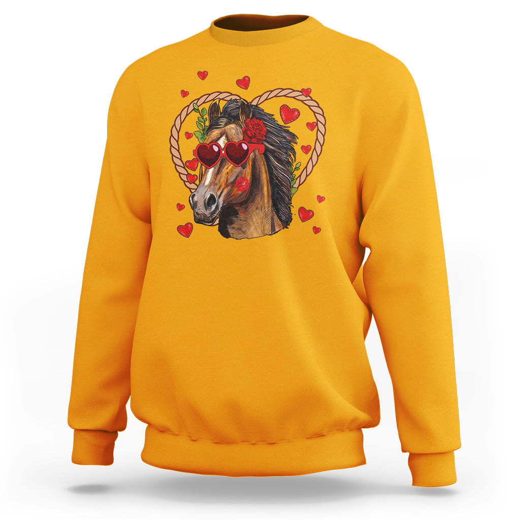 Valentine's Day Sweatshirt Funny Cute Horse Cowboy Western - Wonder Print Shop