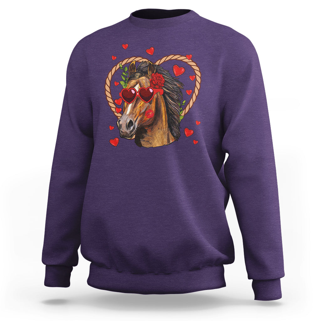Valentine's Day Sweatshirt Funny Cute Horse Cowboy Western - Wonder Print Shop