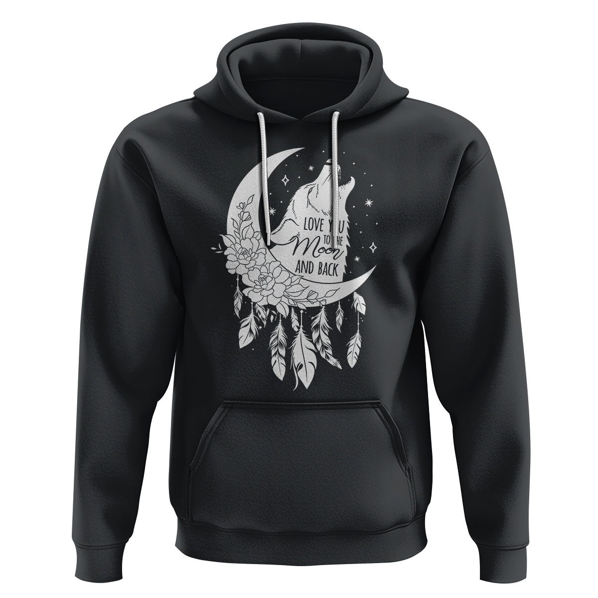 Valentine's Day Hoodie Love You To The Moon And Back Wolf - Wonder Print Shop