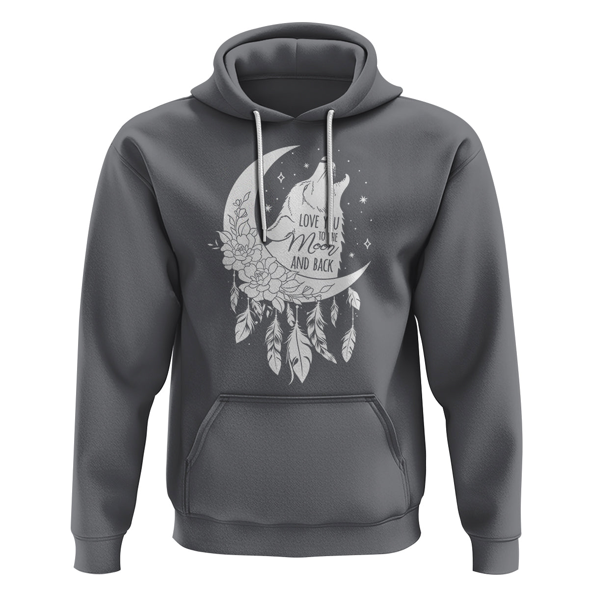 Valentine's Day Hoodie Love You To The Moon And Back Wolf - Wonder Print Shop