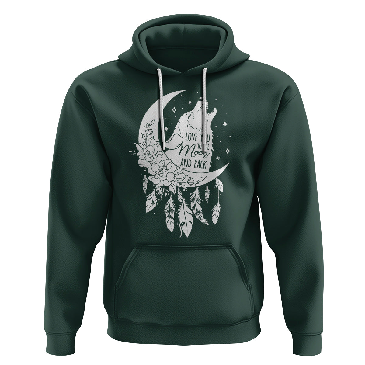 Valentine's Day Hoodie Love You To The Moon And Back Wolf - Wonder Print Shop