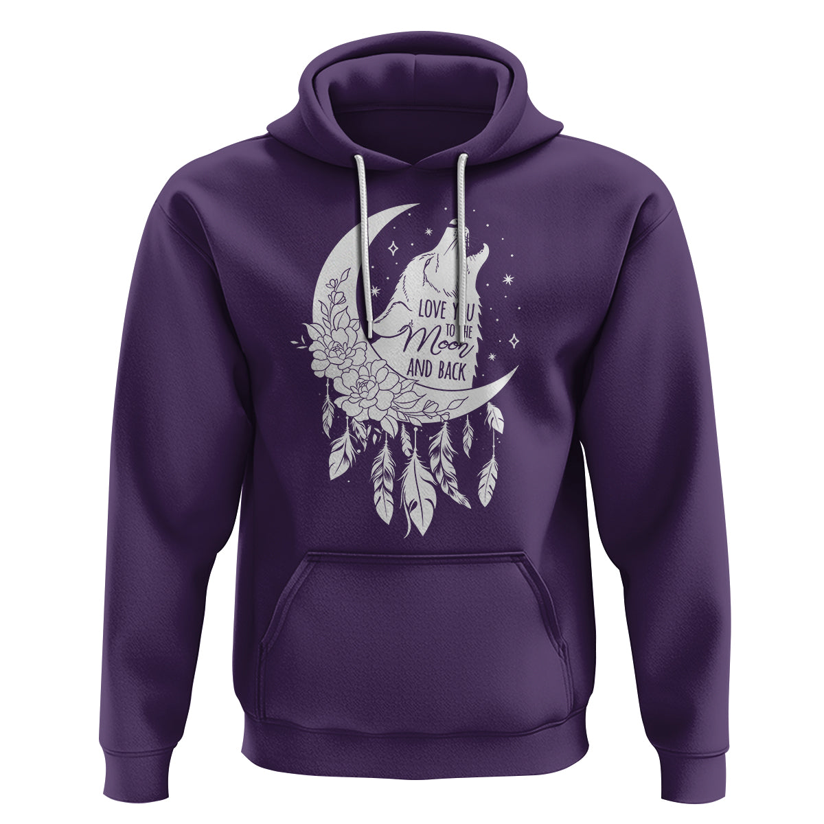 Valentine's Day Hoodie Love You To The Moon And Back Wolf - Wonder Print Shop